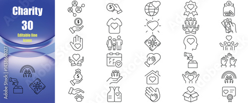 Charity and donation icons set vector