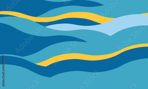 Serene abstract wave pattern in calming blues and gold.  Perfect for websites, social media, presentations, and print designs conveying tranquility, flow, and summer vibes.