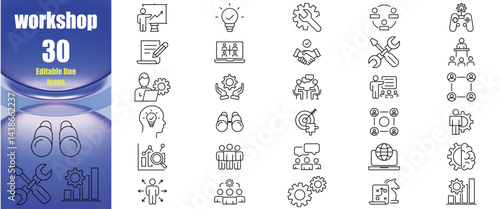 workshop icons set vector