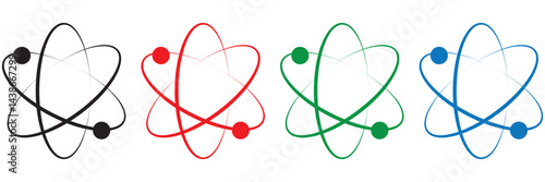 Set of atom icons. Atom icon with orbiting electrons in a simplified structure. design eps 10 