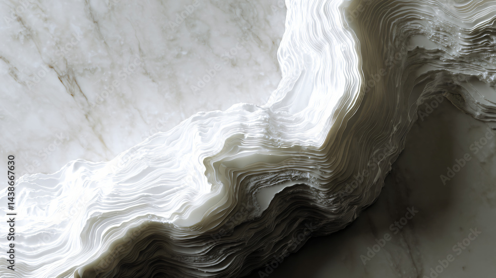 Obraz premium Topographic white layers over a marble background