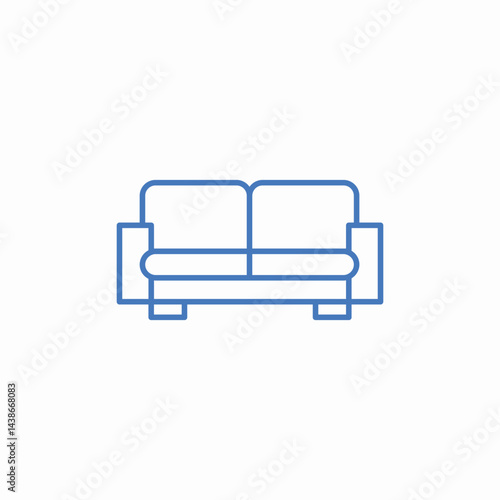 two seater sofa icon sign vector