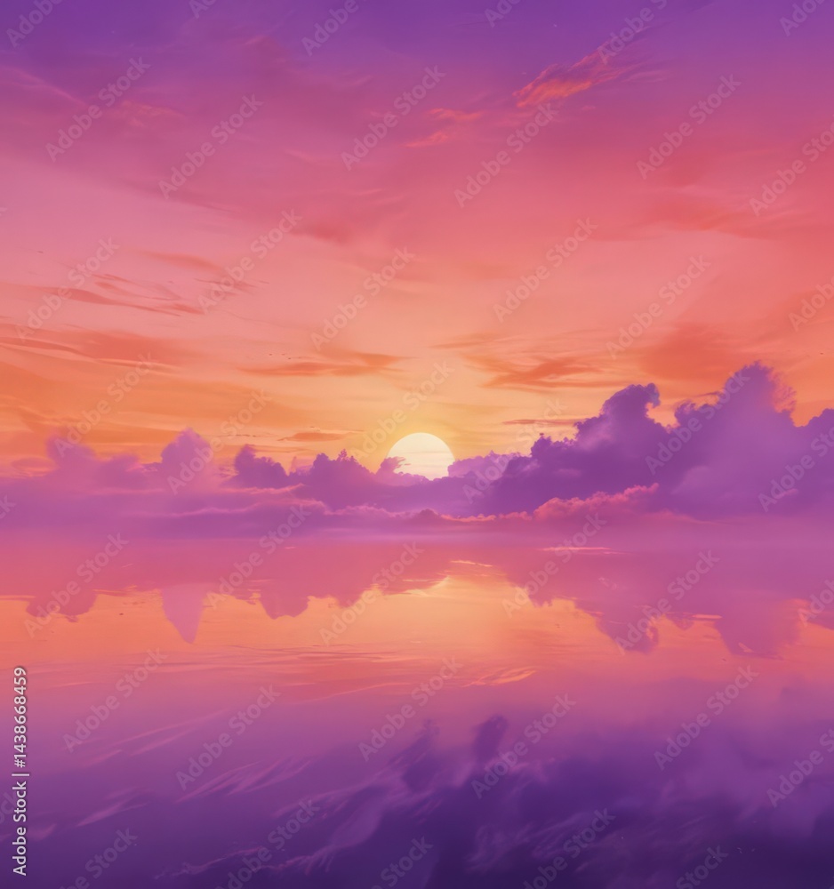 Obraz premium Orange and purple watercolor sky Fluid, dreamy sunset texture , texture, warm