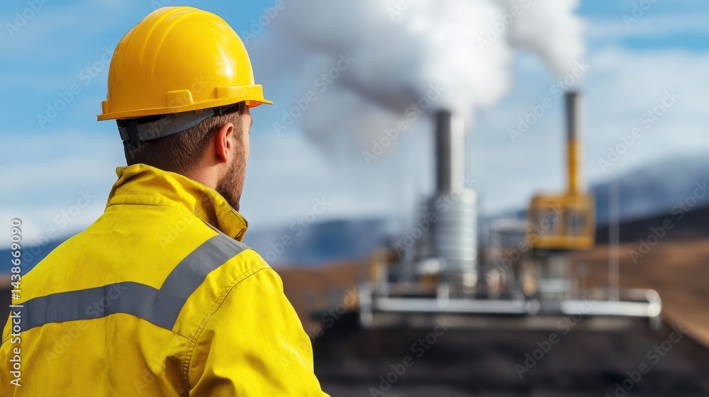 Geothermal Energy Engineer Overseeing Power Plant Operation Geothermal Energy Engineer Overseeing Power Plant Operation