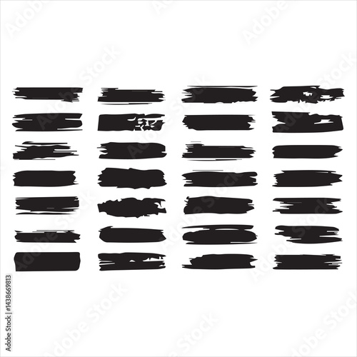 Artistic grungy creative brush stroke set.Back grunge lines vector