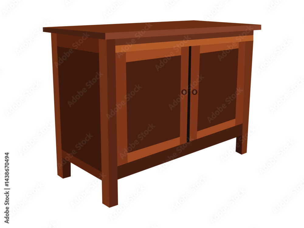 Wooden storage cabinet with two doors and simple design vector illustration Wooden storage cabinet with two doors and simple design vector illustration