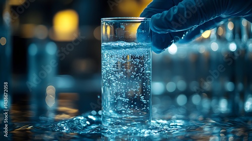 A Gloved Hand Carefully Collects a Water Sample in Laboratory