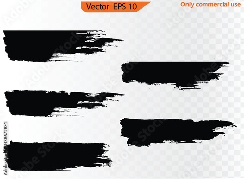 Black Grunge Paint Banners. Black line, grunge brush strokes, ink paint set, EPS 10. Paint brushes.