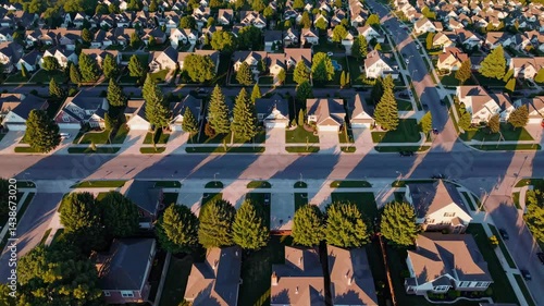 Wallpaper Mural Suburban Homes Perfect Lawns Symmetrical Tree-lined Streets Morning Torontodigital.ca