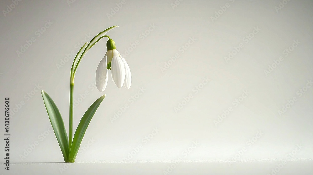 Fototapeta premium A flower in a vase on a white wall, with a single bloom in the foreground