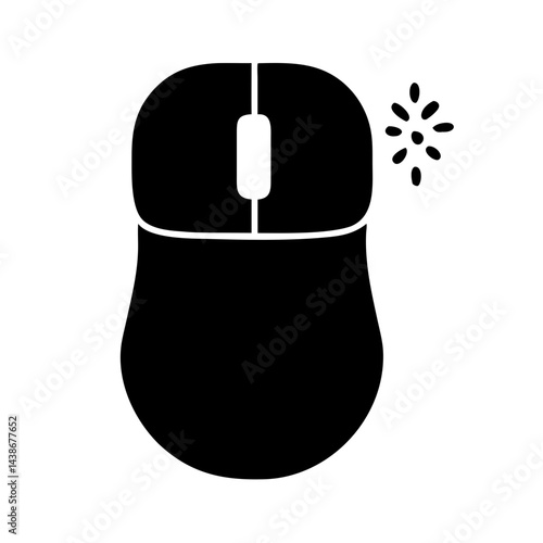 Black flat wireless mouse icon , illustration vector