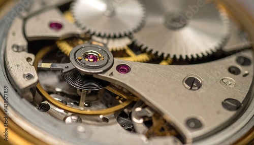 Wallpaper Mural Macro of intricate watch mechanism reveals complex engineering, precision, and timeless beauty. Gears, springs,  ruby jewels symbolize time, motion,  craftsmanship. Torontodigital.ca
