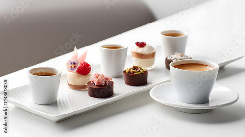 Wallpaper Mural Elegant Presentation of Mini Desserts and Coffee in a Modern Cafe Setting for Gourmet Enthusiasts Torontodigital.ca