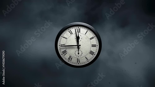 Wallpaper Mural Time is running out metaphor with clock explosion. Broken clock with fragments flying off in darkness as clock strikes midnight. Concept of deadline, time running out, and end of world animation. Torontodigital.ca