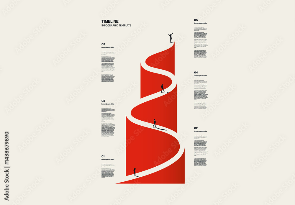 Vertical Timeline Infographic Template with Illustrations Stock ...