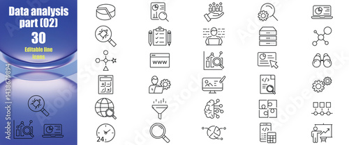 data analysis icons set vector