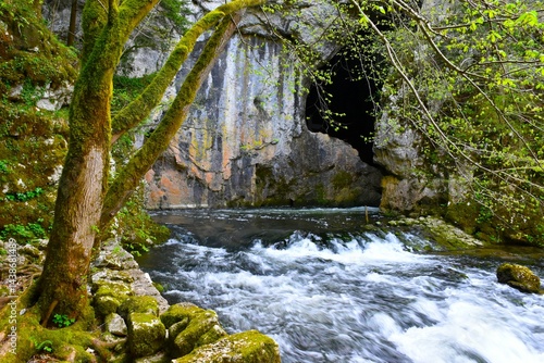 Obraz na płótnie Rak river flowing fro a karst cave in Notranjska, Slovenia w salonie
