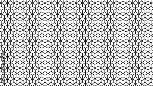 Isometric cube grid seamless pattern with cubic hexagon texture, rhombus mesh background, and squared geometric design, ideal for modern minimalistic wallpapers and editable stroke vector illustration