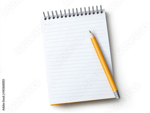 Blank notepad with a yellow pencil