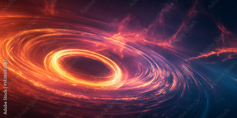 A swirling vortex of orange and red cosmic energy field A swirling vortex of orange and red cosmic energy field