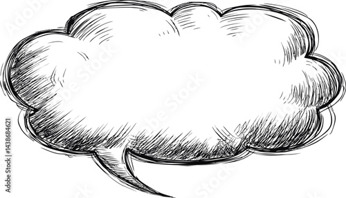 Ink sketch of a large empty comic speech bubble with thick black lines. Vector illustration