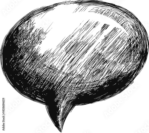 Hand-drawn black ink speech bubble with sketchy texture. Vector illustration