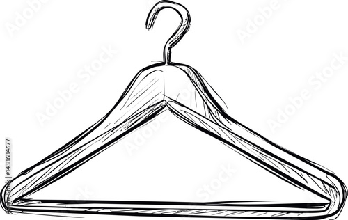 Sketch of a wire clothing hanger with a curvy hook. Vector illustration