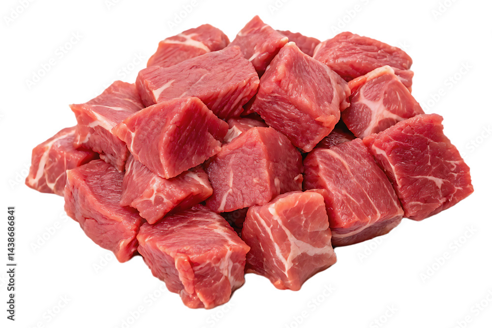 Fresh diced stewing beef meat Fresh diced stewing beef meat
