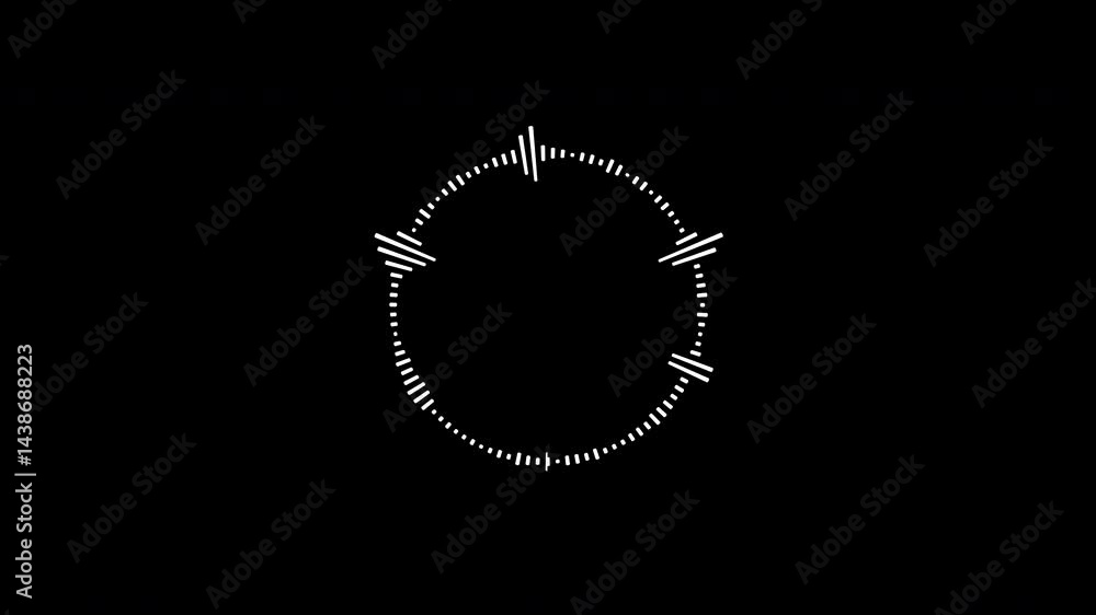 Circular loop of audio frequency of white rhythmic wave on black background. Circular loop of audio frequency of white rhythmic wave on black background.
