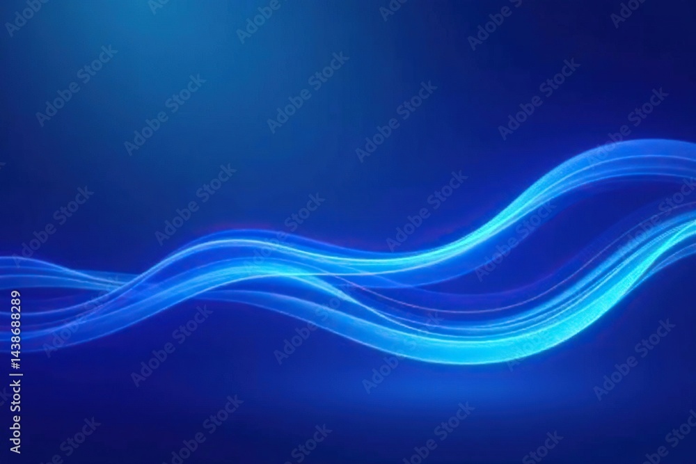 Fototapeta premium Abstract blue backdrop, vibrant neon curves glow , luminous, digital