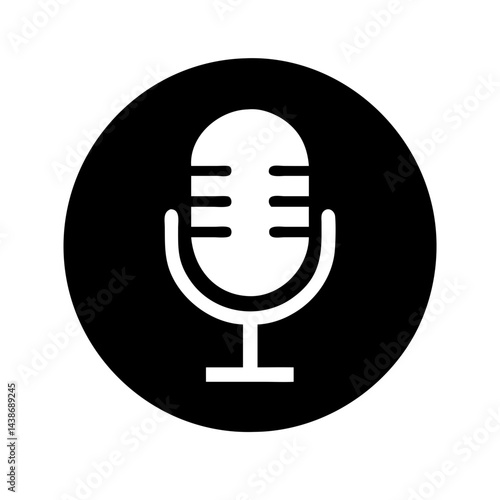 microphone, Studio mic vector icon for voice-over, vocal recording, and podcast branding – editable and high-quality.