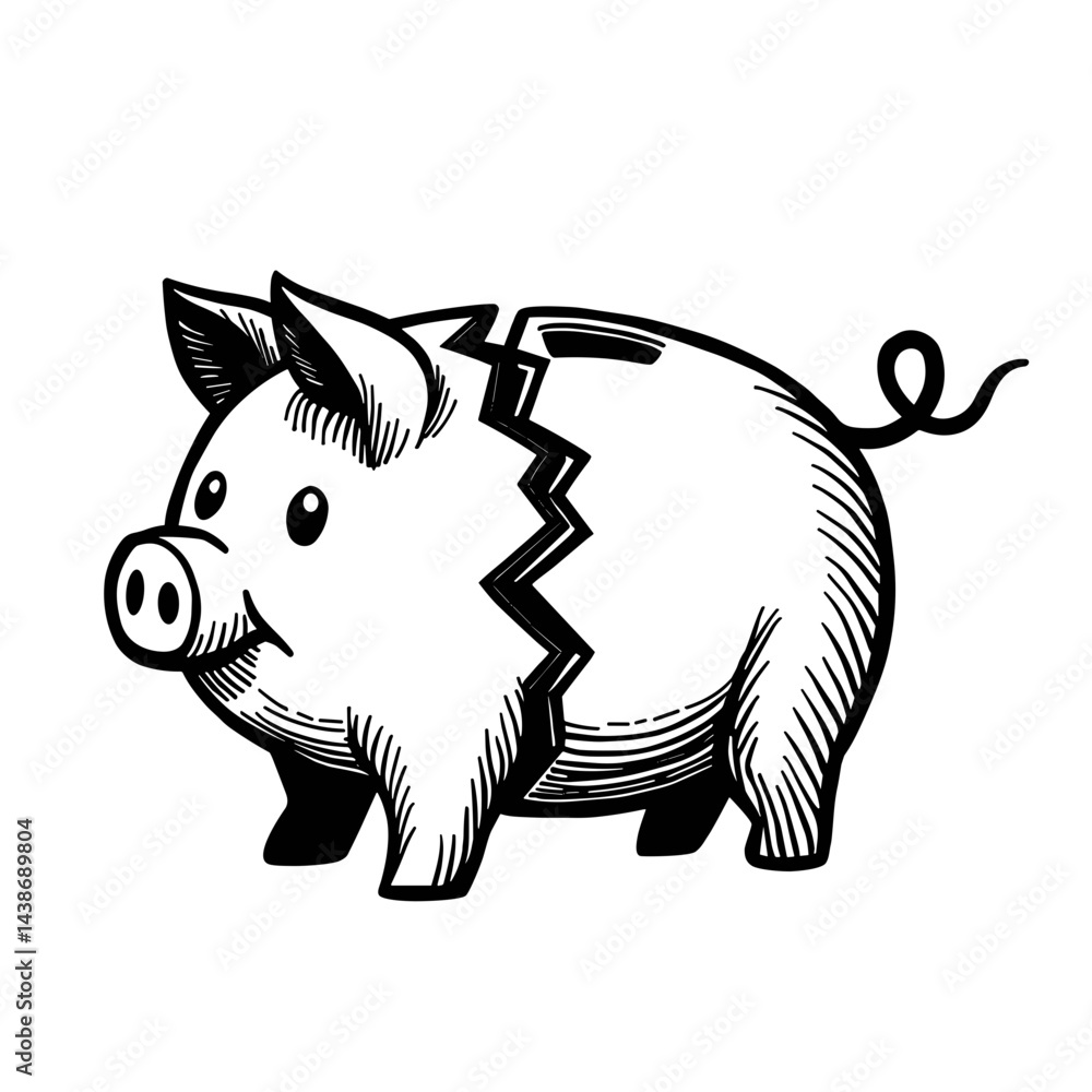 Fototapeta premium Cute piggy bank icon representing savings money wealth prosperity casino earnings financial fortune gambling winnings banking safe investments financial growth