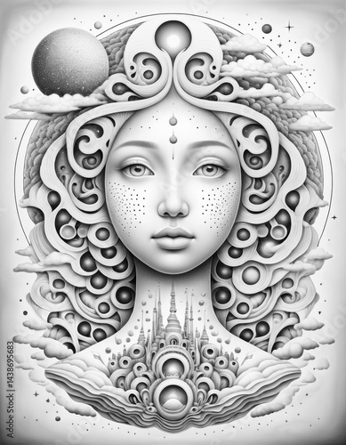 Surreal Dreams Coloring Page Illustration