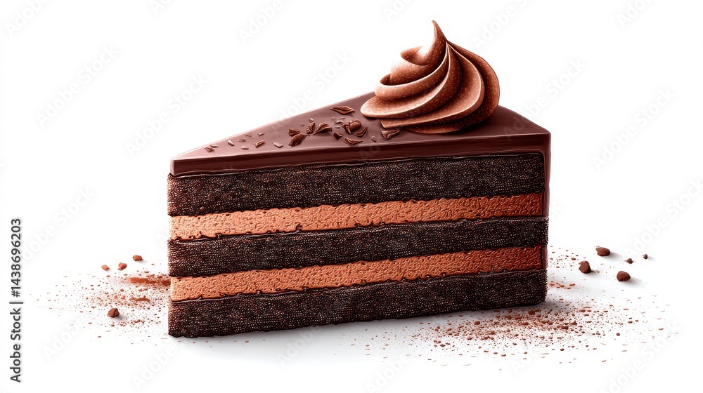 Delicious Chocolate Layer Cake Slice - A tempting slice of decadent chocolate layer cake, topped with rich chocolate frosting. Perfect for dessert or celebration Delicious Chocolate Layer Cake Slice - A tempting slice of decadent chocolate layer cake, topped with rich chocolate frosting. Perfect for dessert or celebration