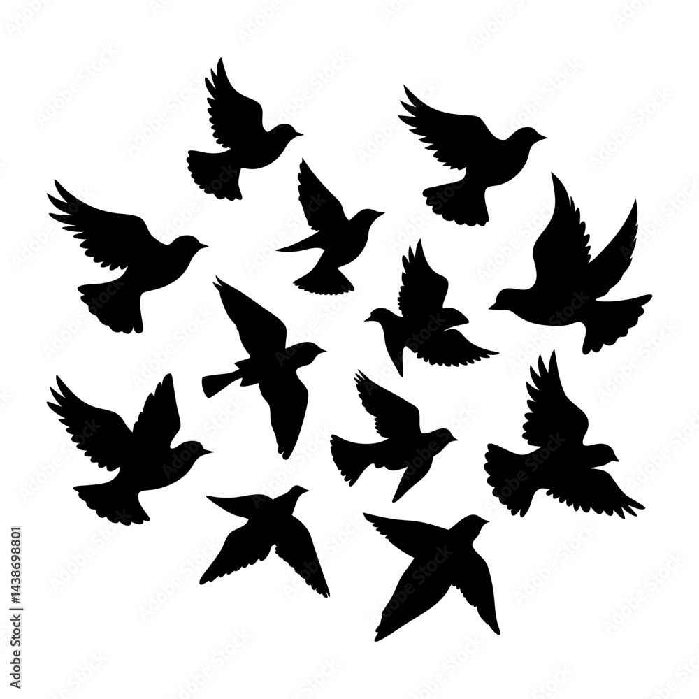 flock of birds in flight vector illustration flock of birds in flight vector illustration