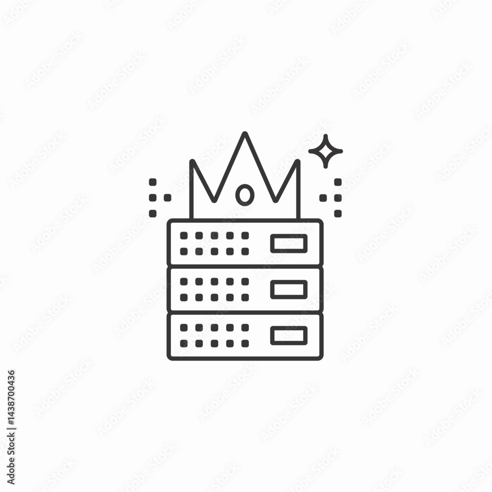 crowned server icon sign vector crowned server icon sign vector