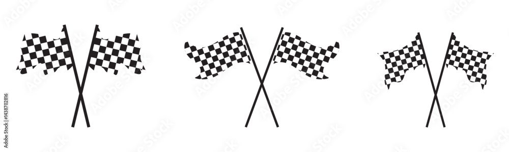 Fototapeta premium set of four checkered racing flag icons, useful for sport and race themes.