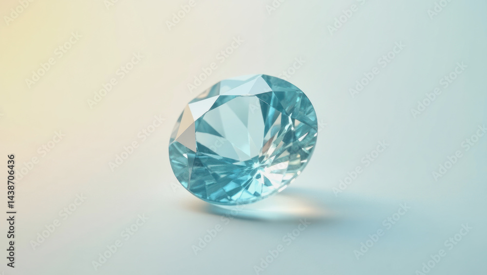 Beautiful blue diamond shining on a smooth surface with soft lighting creating an elegant ambiance Beautiful blue diamond shining on a smooth surface with soft lighting creating an elegant ambiance