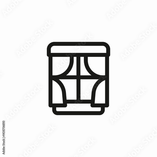 window with curtains icon sign vector