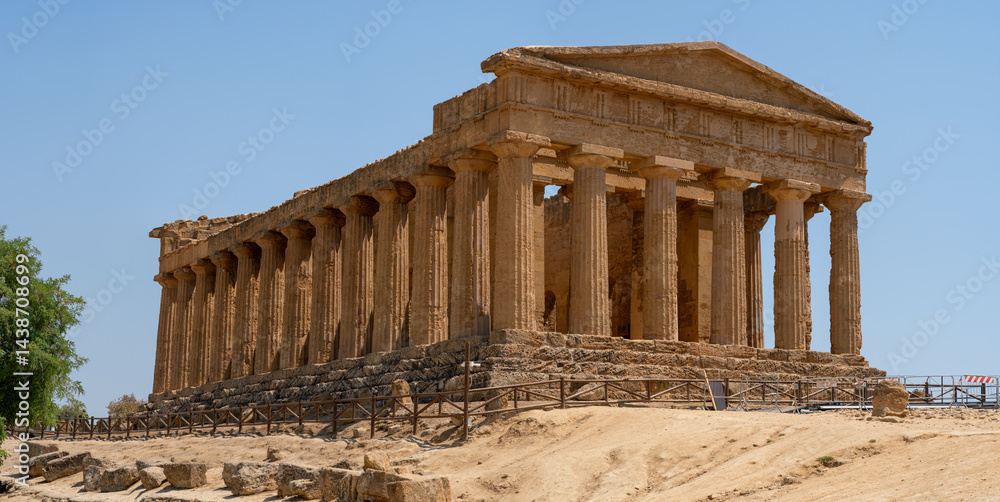 Fototapeta premium Valley of the Temples, Temple of Concordia, Agrigento, Sicily, Italy. Travel and sightseeing journey concept