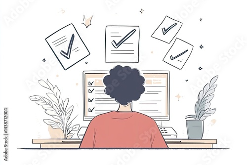 Person working on tasks with checklist items