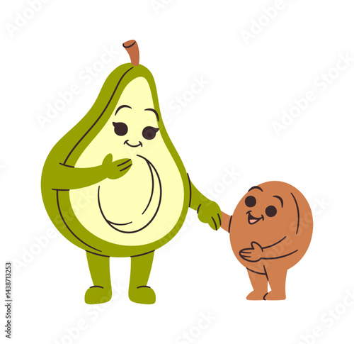 Avocado family hand drawn characters