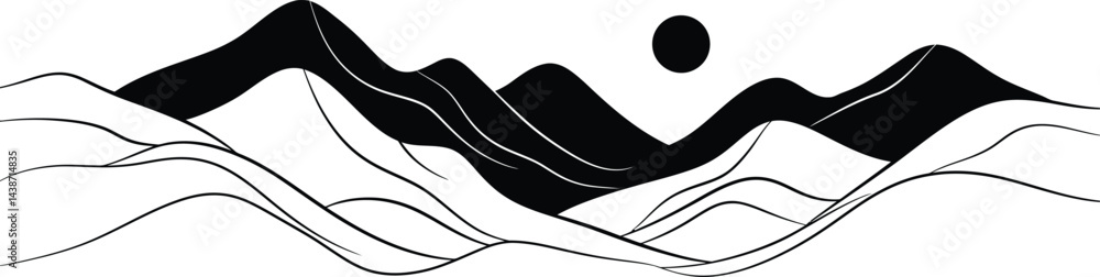 Obraz premium Abstract Black and White Mountain Landscape