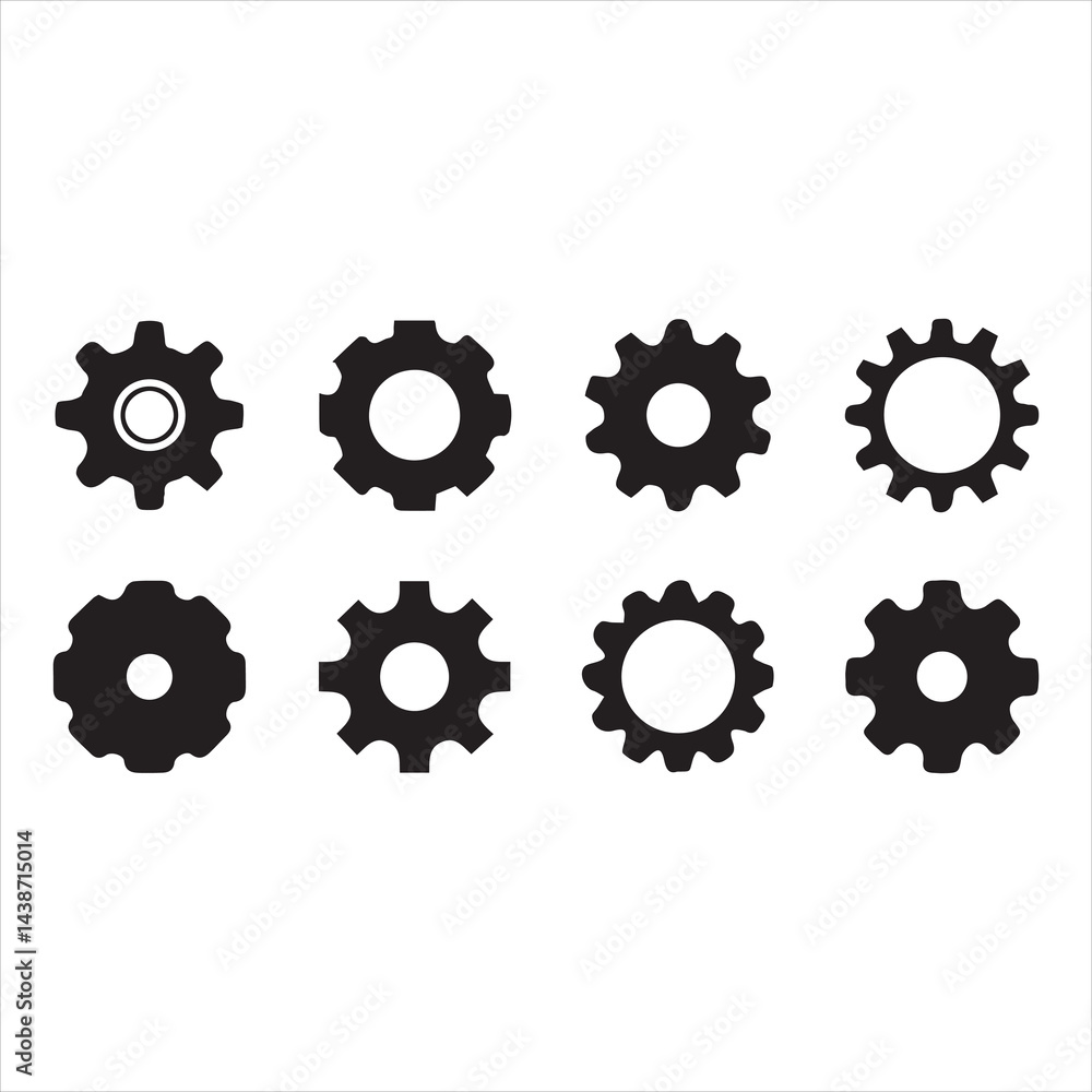 Gear vector icons set Gear vector icons set
