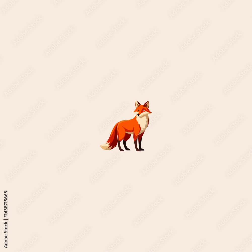 Obraz premium Colorful Fox icon flat vector design.