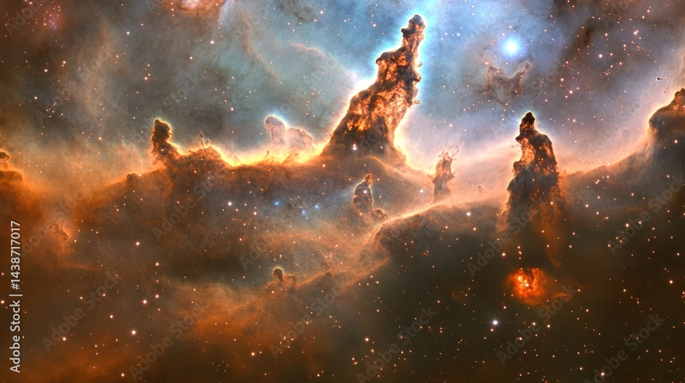 Fototapeta premium Cosmic Pillars Nebula gas, star formation, space exploration, deep space background, astronomy