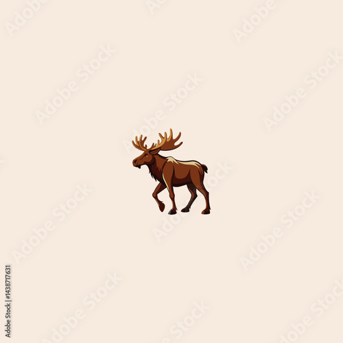 Colorful Moose Walking icon flat vector design.