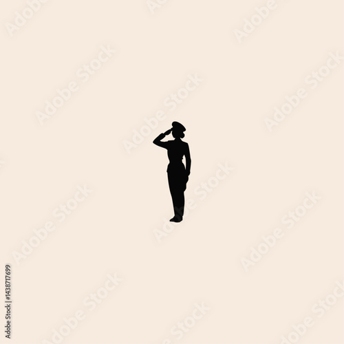 Colorful soldier woman salute icon flat vector design.