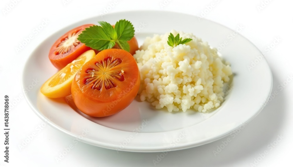 Empty plate with untouched food, stark white backdrop, calm, diet, mind Empty plate with untouched food, stark white backdrop, calm, diet, mind