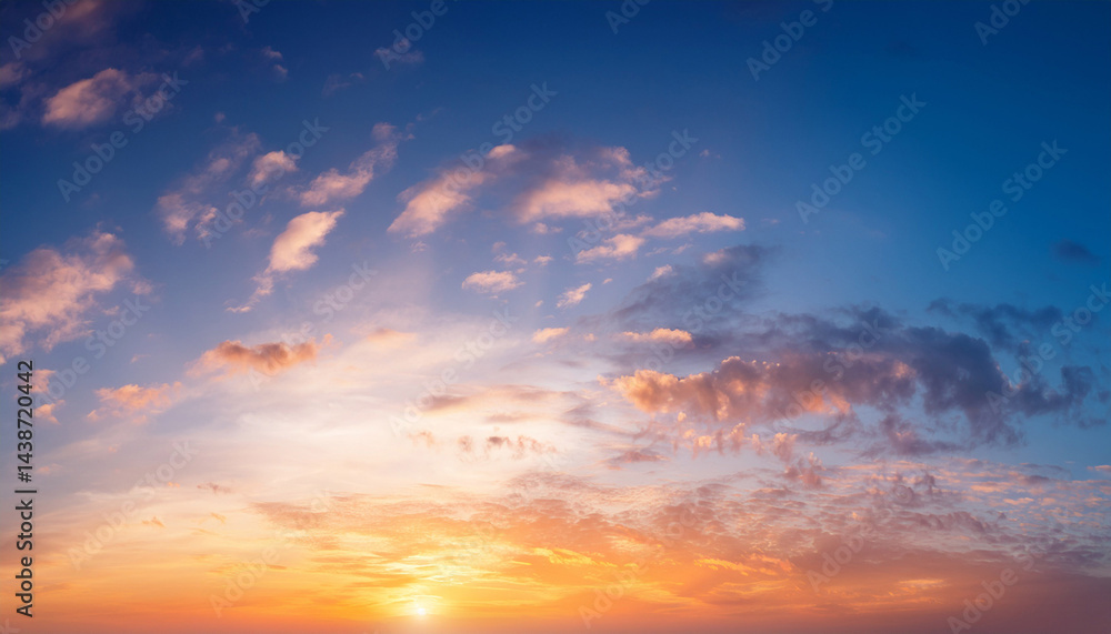 Fototapeta premium background of sunrise sky with gentle colors of soft clouds